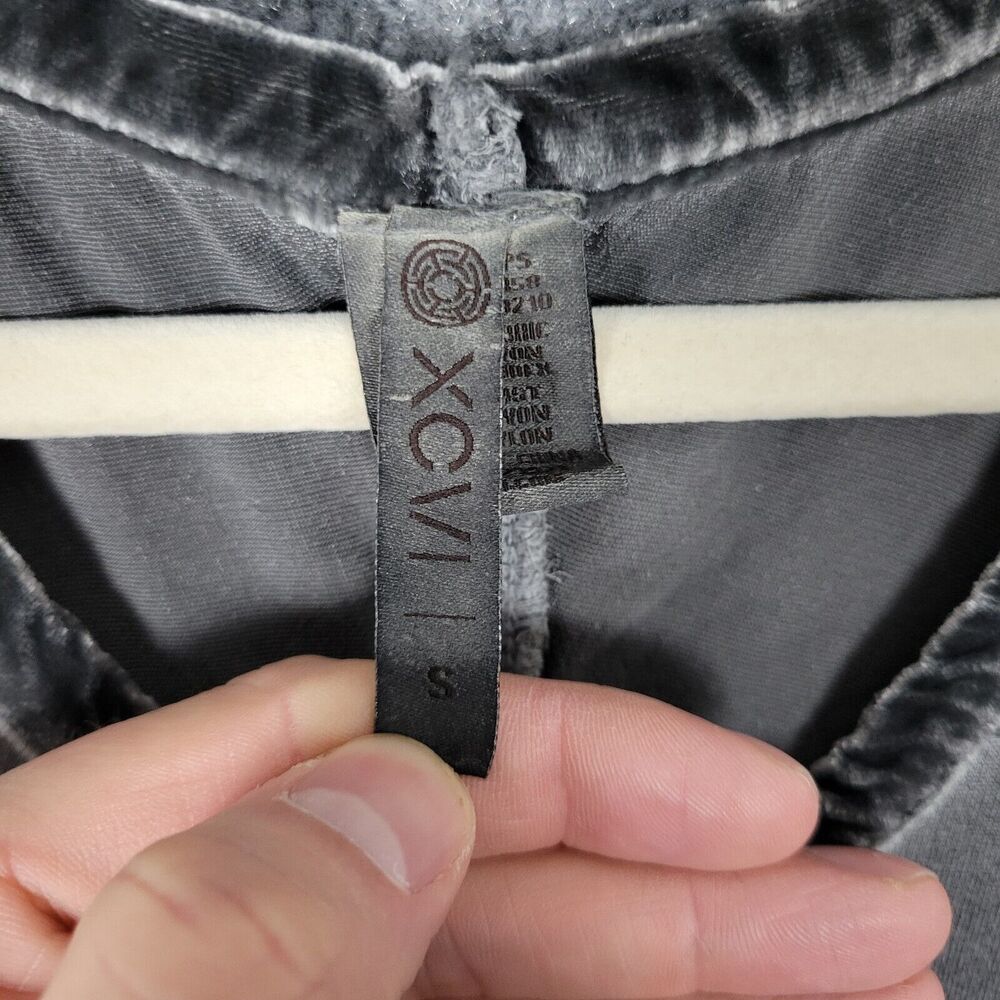 XCVI 13210 Gray Orenda Velvet Trim Long Sleeve Dolman Mixed Media Top SIZE SMALL - Picture 6 of 10